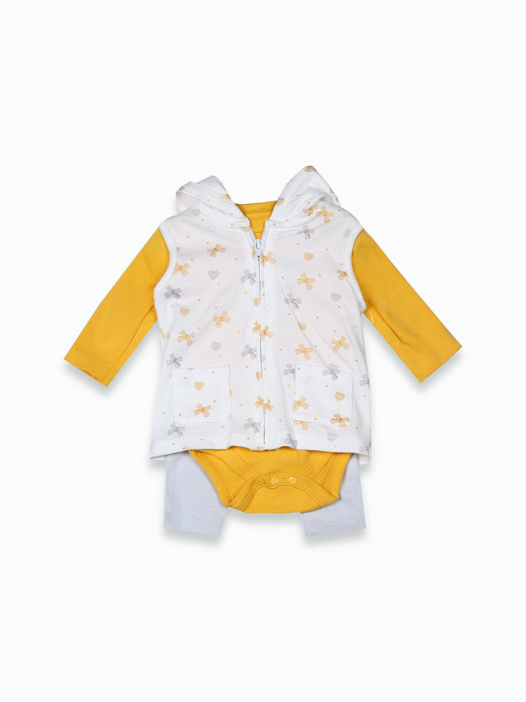 Wonder Child Girls L/S Cotton Tights Suit 3Pcs #048 (S-23)
