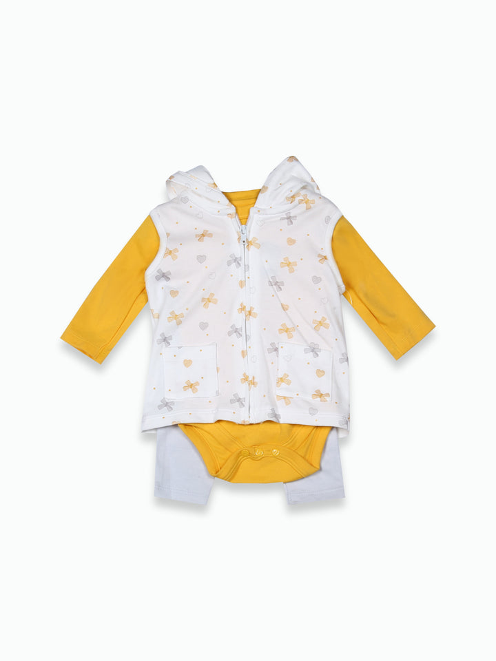 Wonder Child Girls L/S Cotton Tights Suit 3Pcs #048 (S-23)