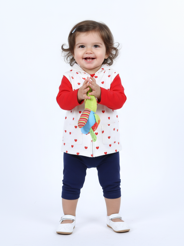 Wonder Child Girls L/S Cotton Tights Suit 3Pcs #074 (S-23)