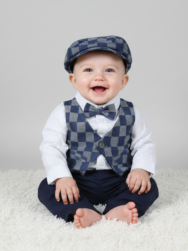 Bingobhoom Boys L/S Romper Suit Waist Coat Style #3109866 (W-24)
