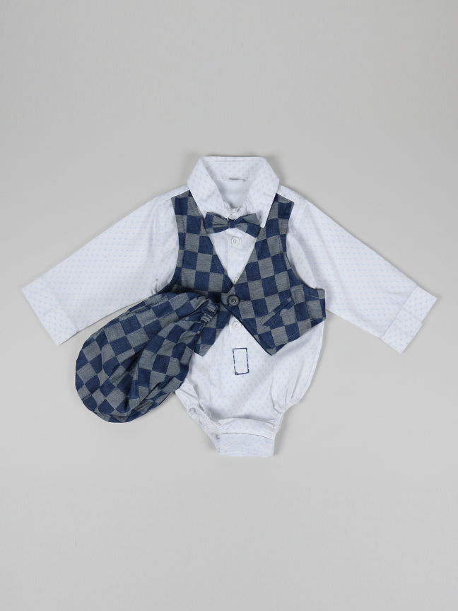 Bingobhoom Boys L/S Romper Suit Waist Coat Style #3109866 (W-24)