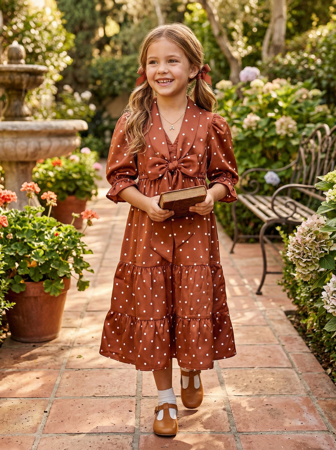 Wonder Lings Girls Tie Dress L/S #WKG-S/S25-012 (SS-25)