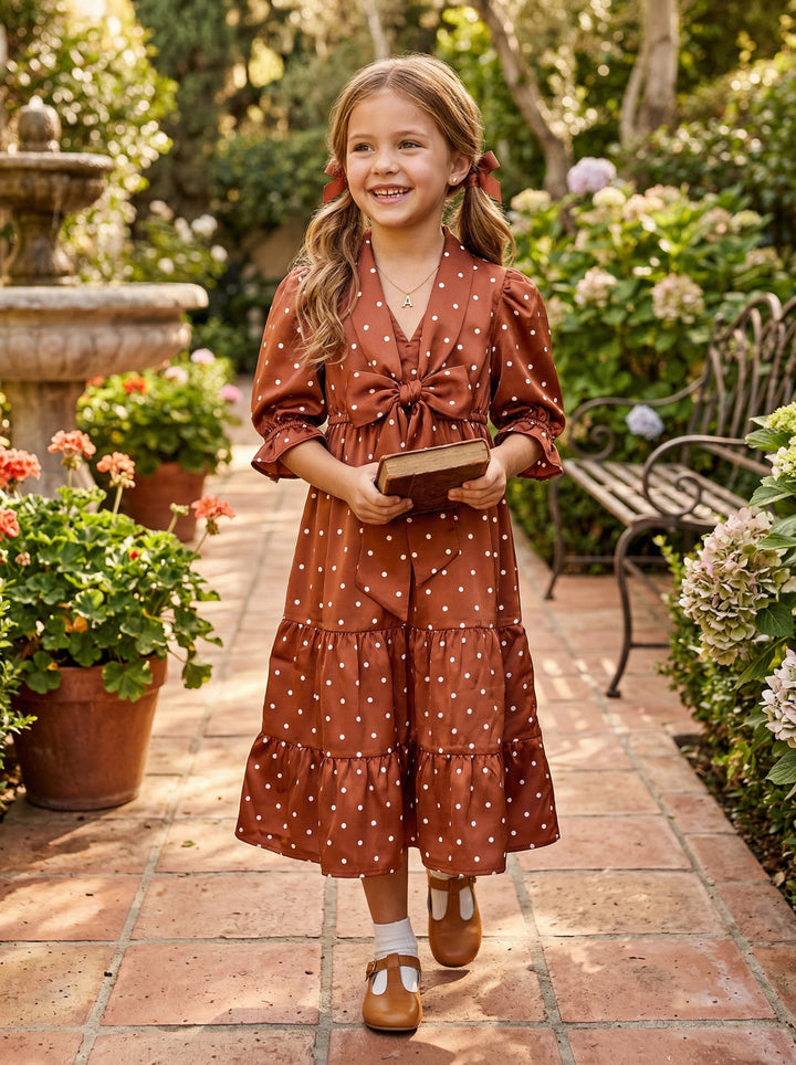 Wonder Lings Girls Tie Dress L/S #WKG-S/S25-012 (SS-25)