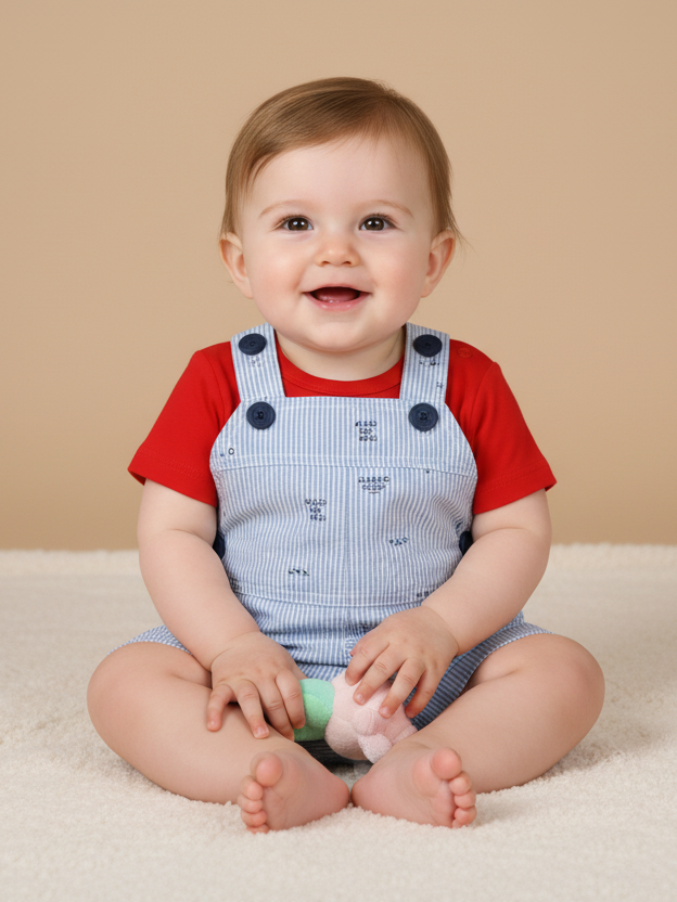 Mon Caramel Boys Dungree Suit H/S #PN-0015 (S-25)
