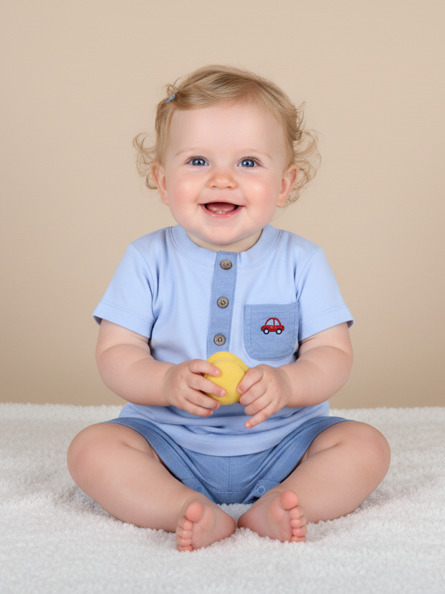 Mon Caramel Boys Romper H/S #2352 (S-25)