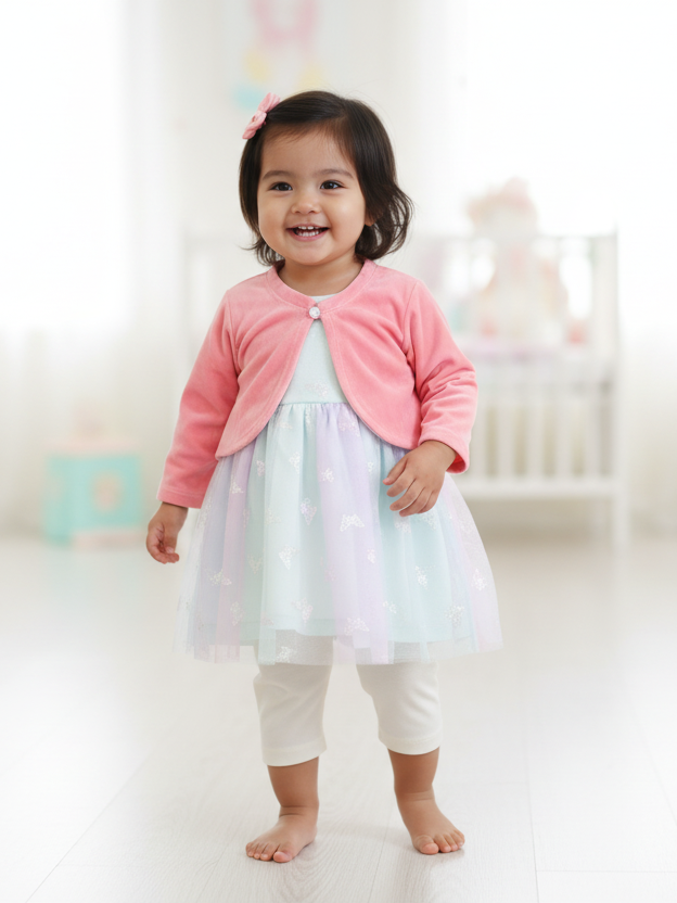 Wonder Child Girls Fancy Frock Suit 3Pcs #281-019 (W-25)