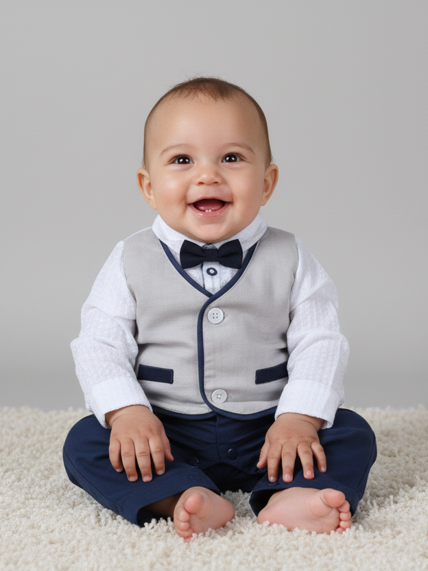 Wonder Child Boys Formal Romper L/S #281-028 (W-25)