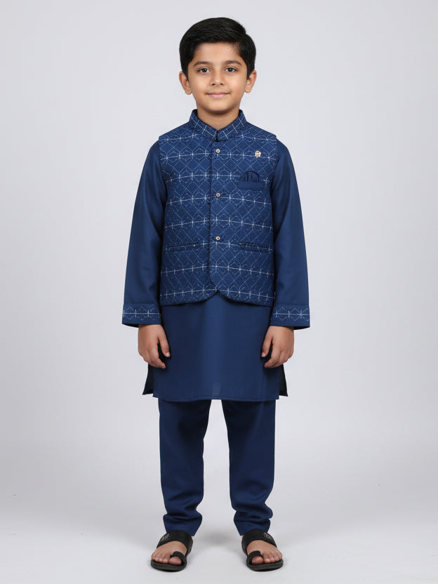 Young Fashion Boys Shalwar Suit With Waist Coat #300/23 (W-25)