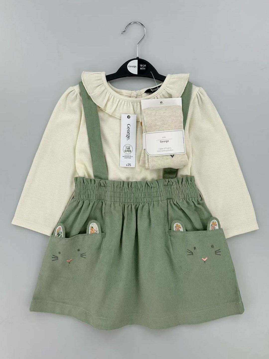 George Girls Dungree Suit L/S 3Pcs #02 (W-25)