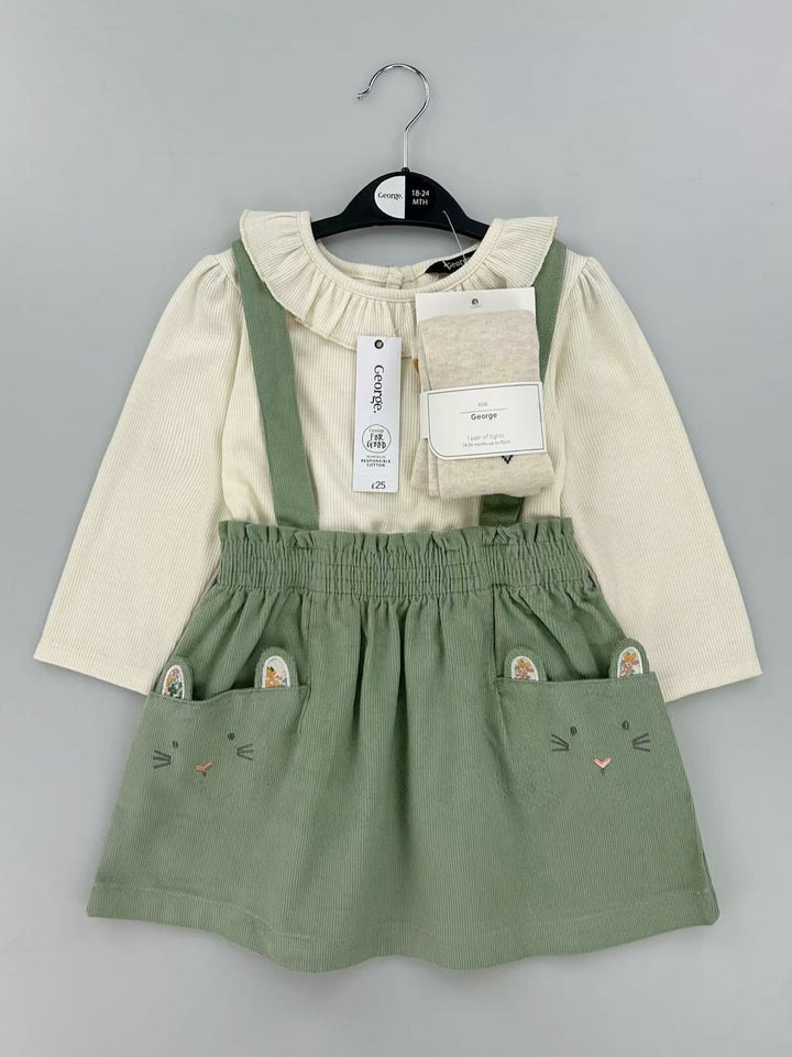 George Girls Dungree Suit L/S 3Pcs #02 (W-25)
