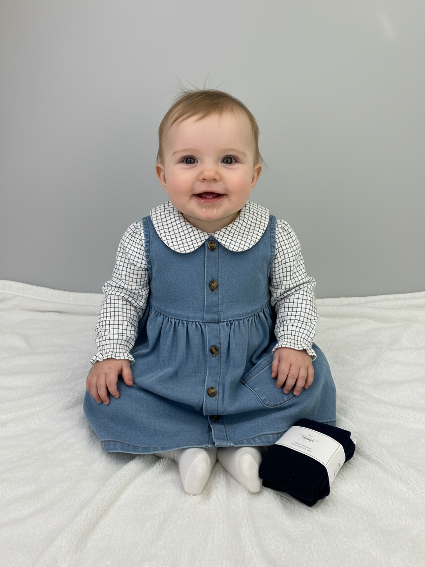 George Girls Dungree Suit L/S 3Pcs Denim #16 (W-25)