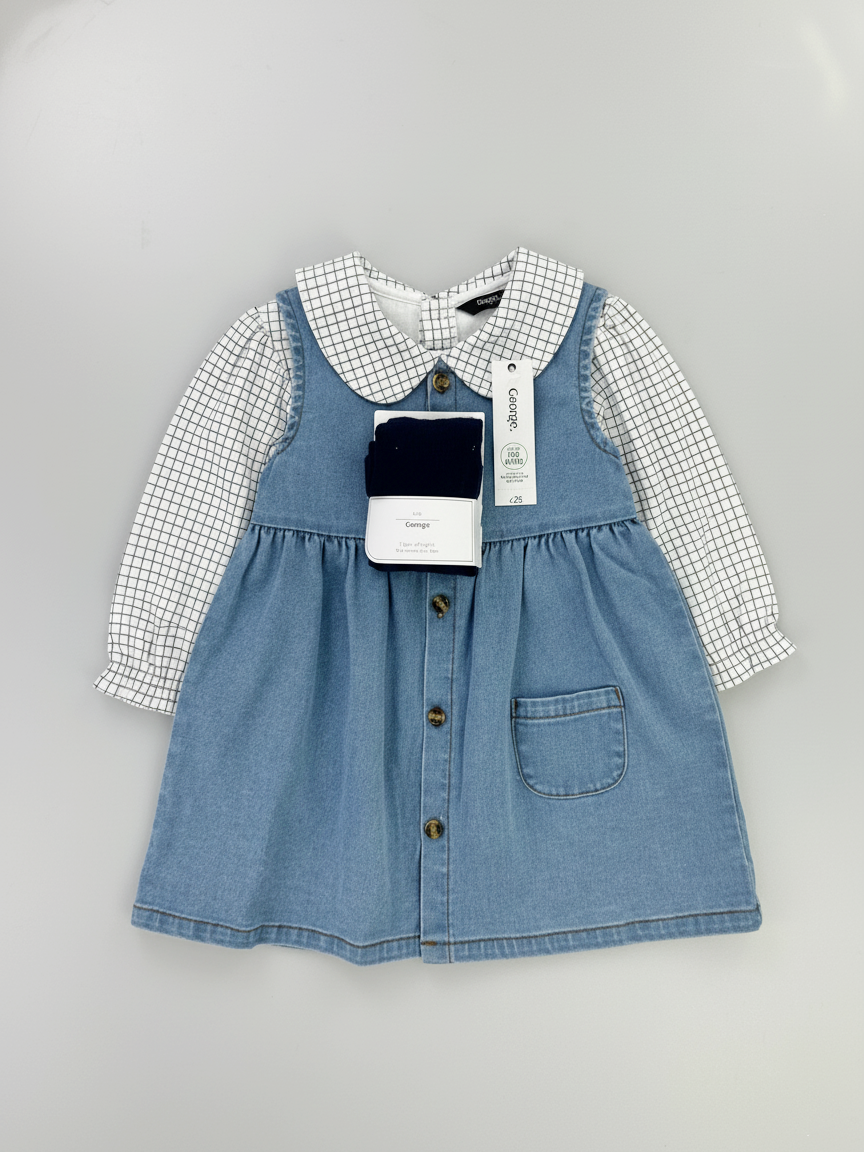 George Girls Dungree Suit L/S 3Pcs Denim #16 (W-25)