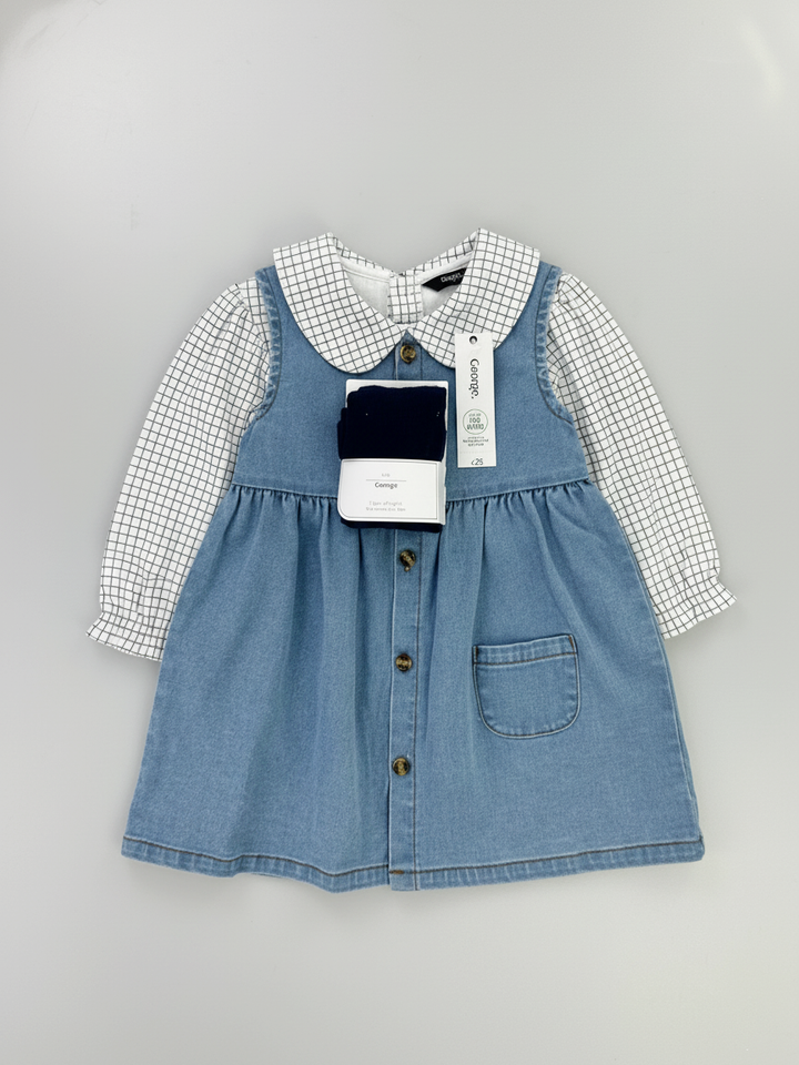 George Girls Dungree Suit L/S 3Pcs Denim #16 (W-25)