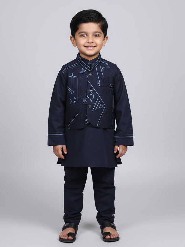 Young Fashion Boys Shalwar Suit With Waist Coat #300-2 (W-25)