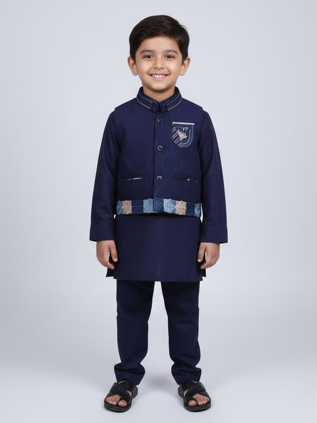 Young Fashion Boys Shalwar Suit & Waist Coat #300-8 (W-25)