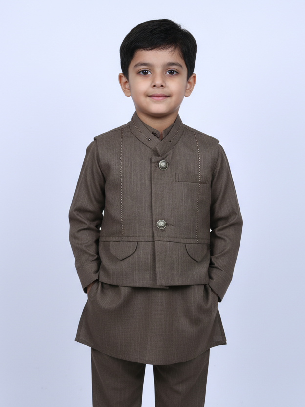 D2 Boys Shalwar Suit With Waist Coat #D-340 (S-26)