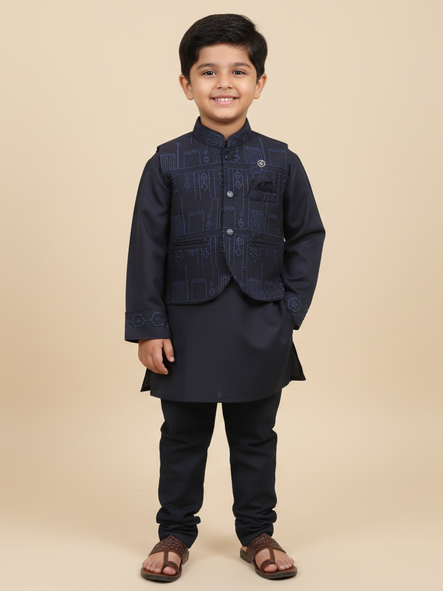 Young Fashion Boys  Shalwar Suit With Waist Coat #200/3 (S-26)