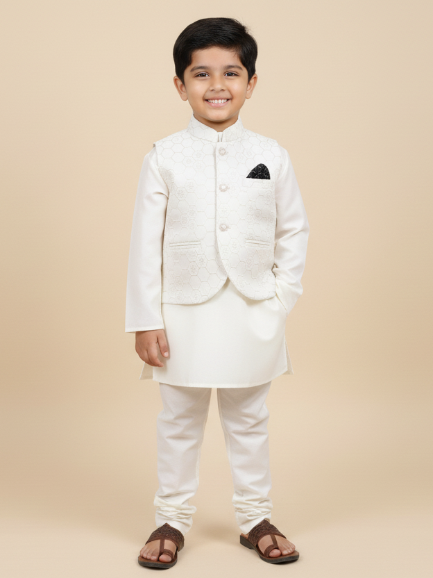 Young Fashion Boys Shalwar Suit With Waist Coat #200/21 (S-26)