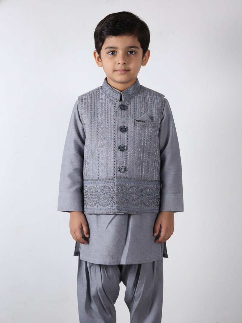 Tony Land Boys Shalwar Suit With Waist Coat #26-014 (S-26)