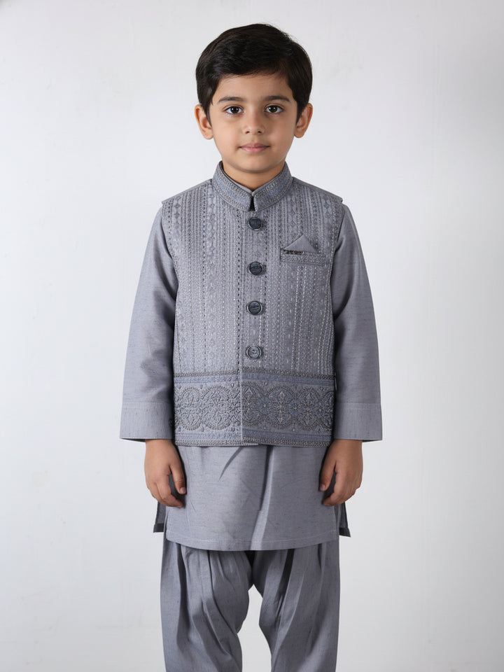Tony Land Boys Shalwar Suit With Waist Coat #26-014 (S-26)
