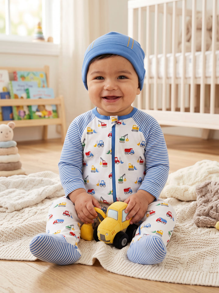 Little Me Boys Romper With Cap L/S #01 (W-26)