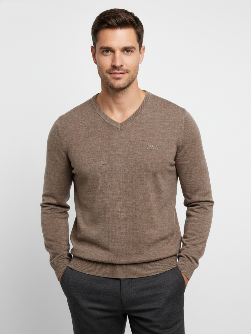 H Boss Men L/S Marino Wool Jersey Plain