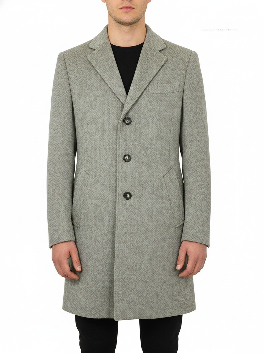 H & C Mens 100% Wool Long Coat COPRU183