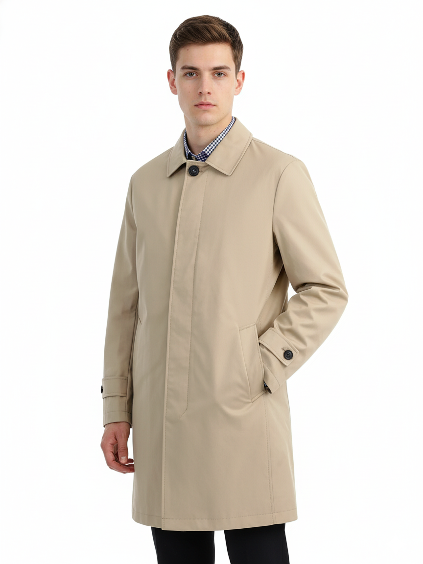 H & C Mens Long Coat 60%Wool 40%Poli Plain COPDA164