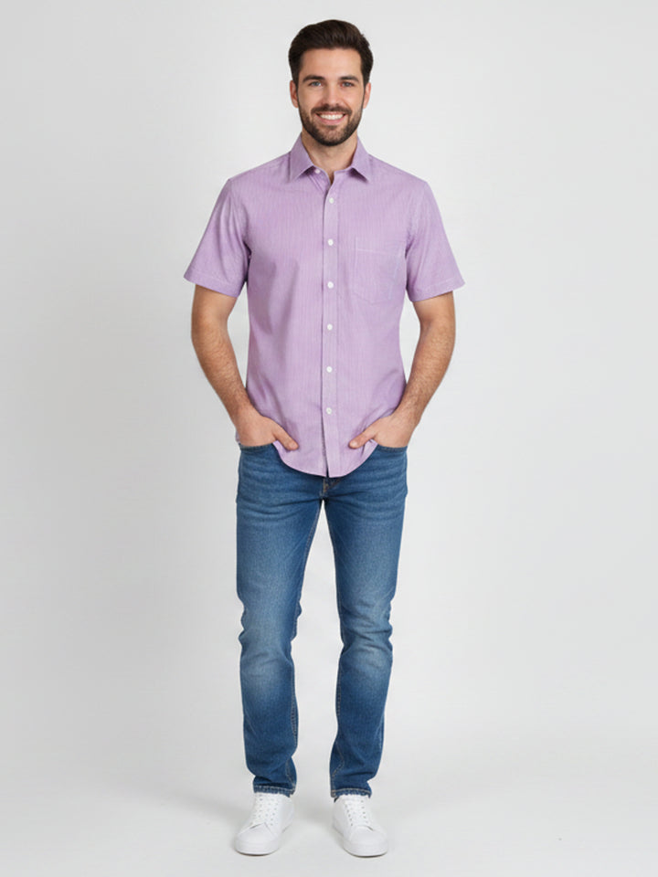 H & C Men S/S Check Formal Shirt,CFCFF009