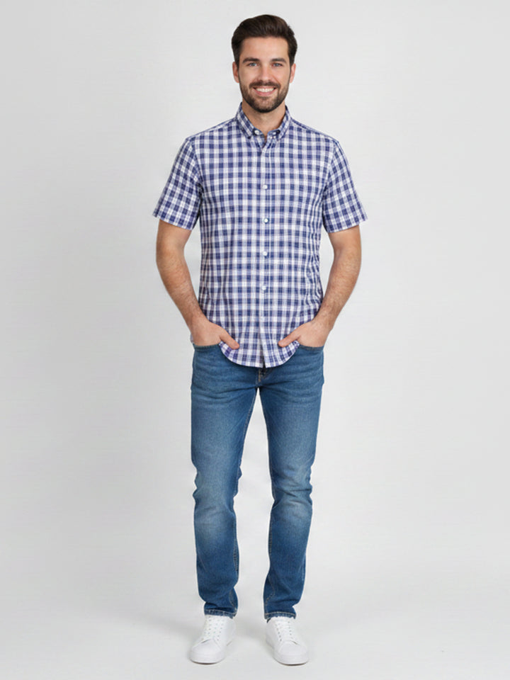 H & C Men S/S Check Formal Shirt,CFCFR009