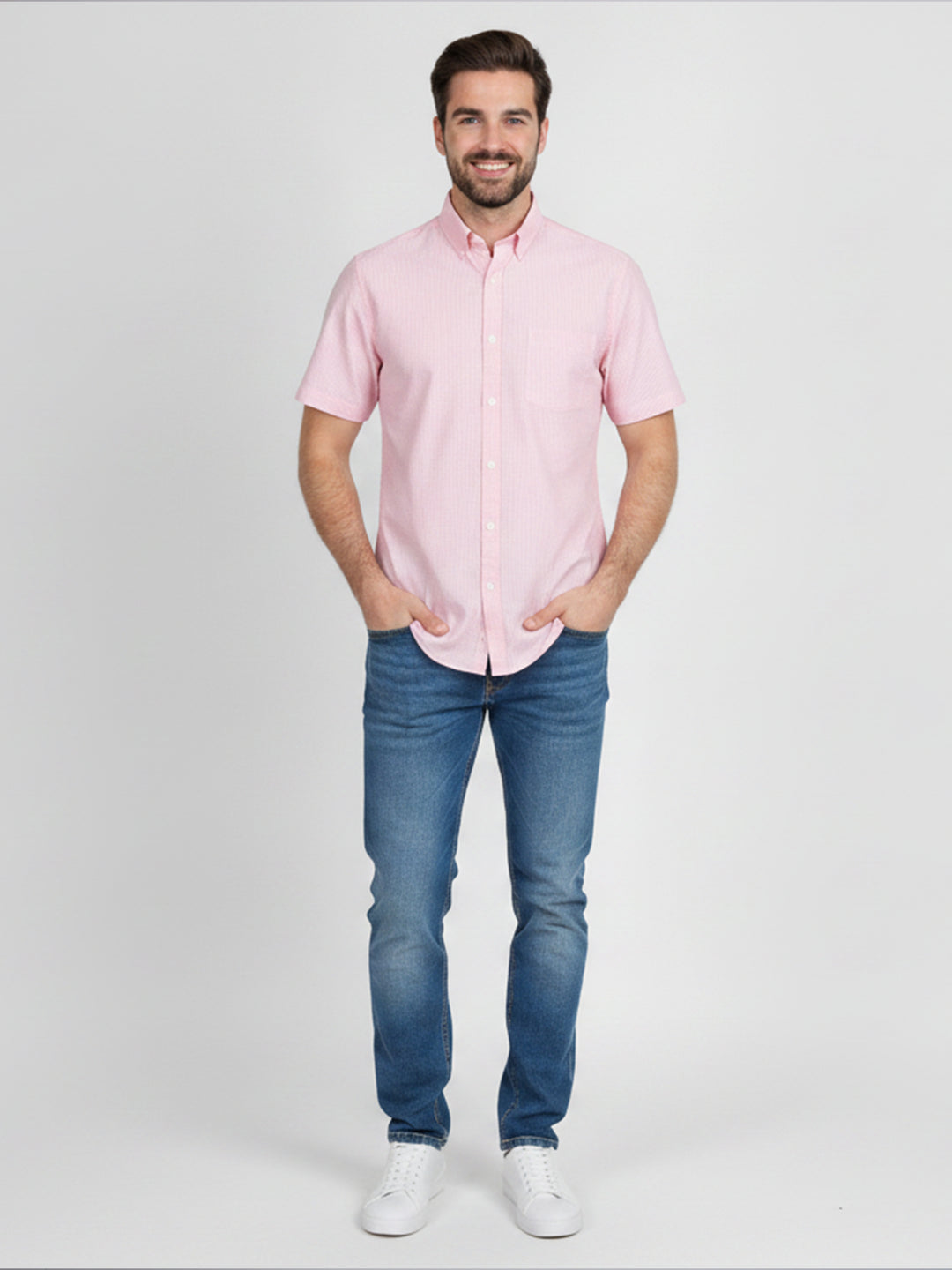 H & C Men S/S Textured Formal B-Shirt,CFPFV002
