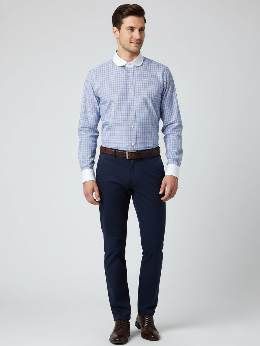 H & C Mens L/S Check ( White C & C ) Formal Shirt LICFL001