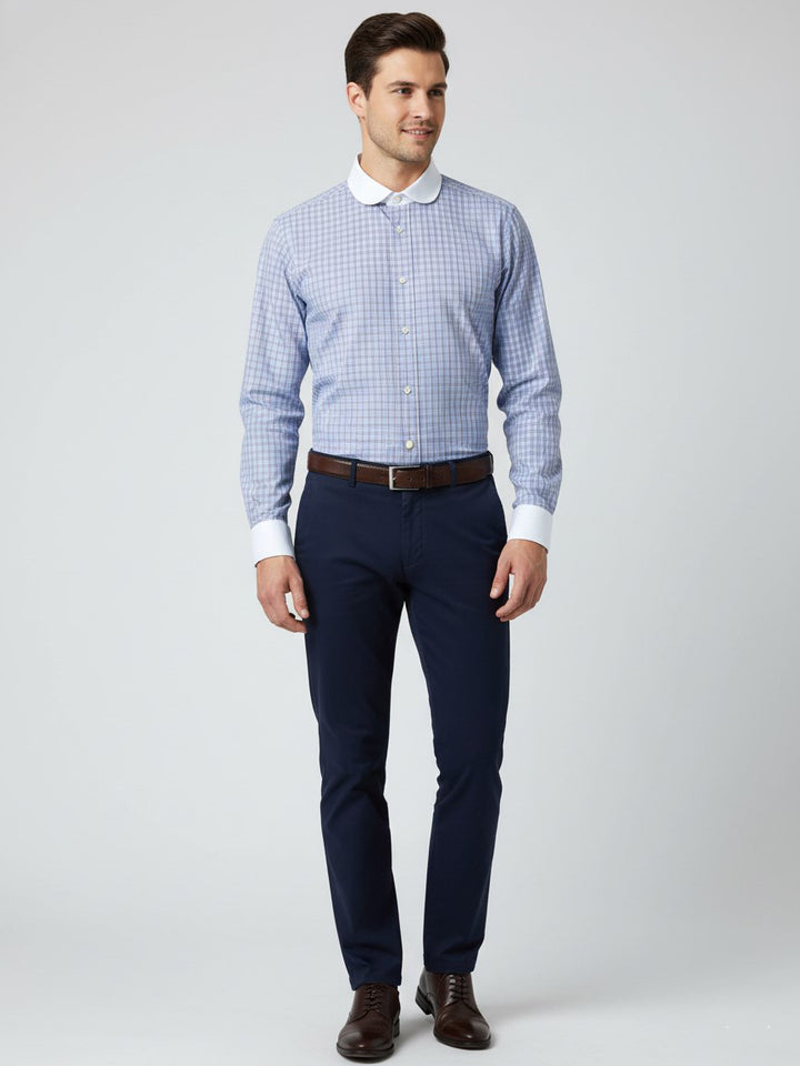 H & C Mens L/S Check ( White C & C ) Formal Shirt LICFL001