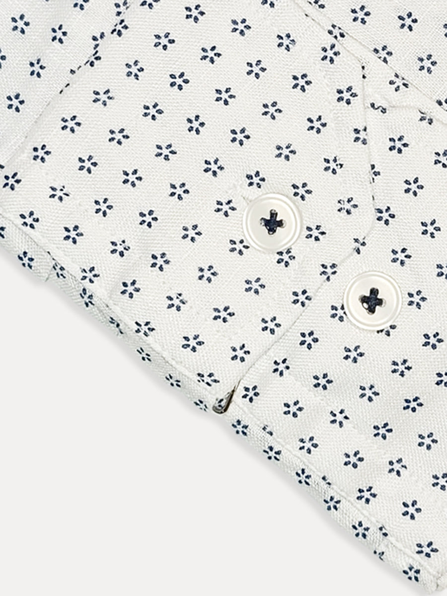 H & C Men Printed Linen Casual B-Shirt WEDLV008