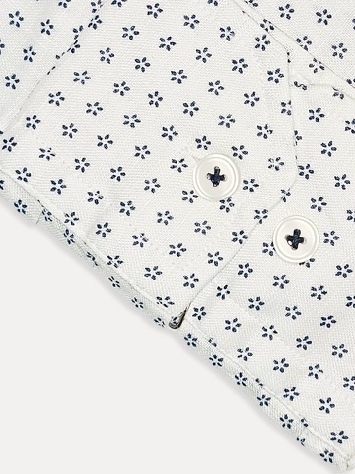 H & C Men Printed Linen Casual B-Shirt WEDLV008