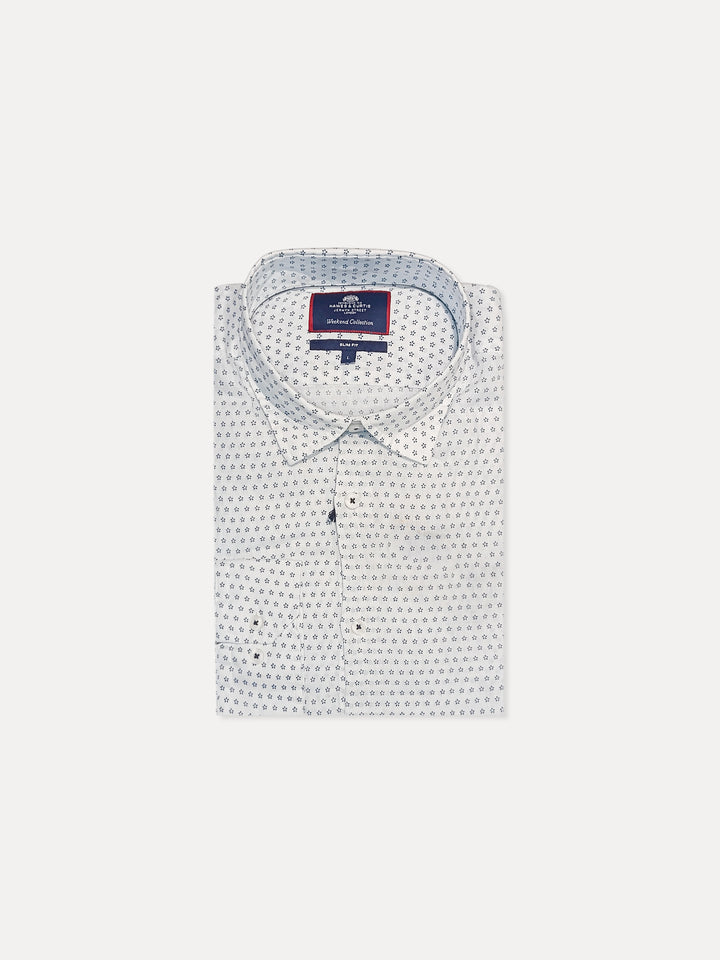 H & C Men Printed Linen Casual B-Shirt WEDLV008