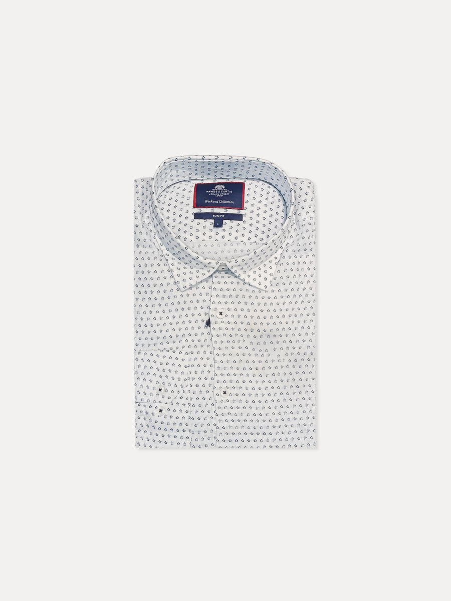 H & C Men Printed Linen Casual B-Shirt WEDLV008