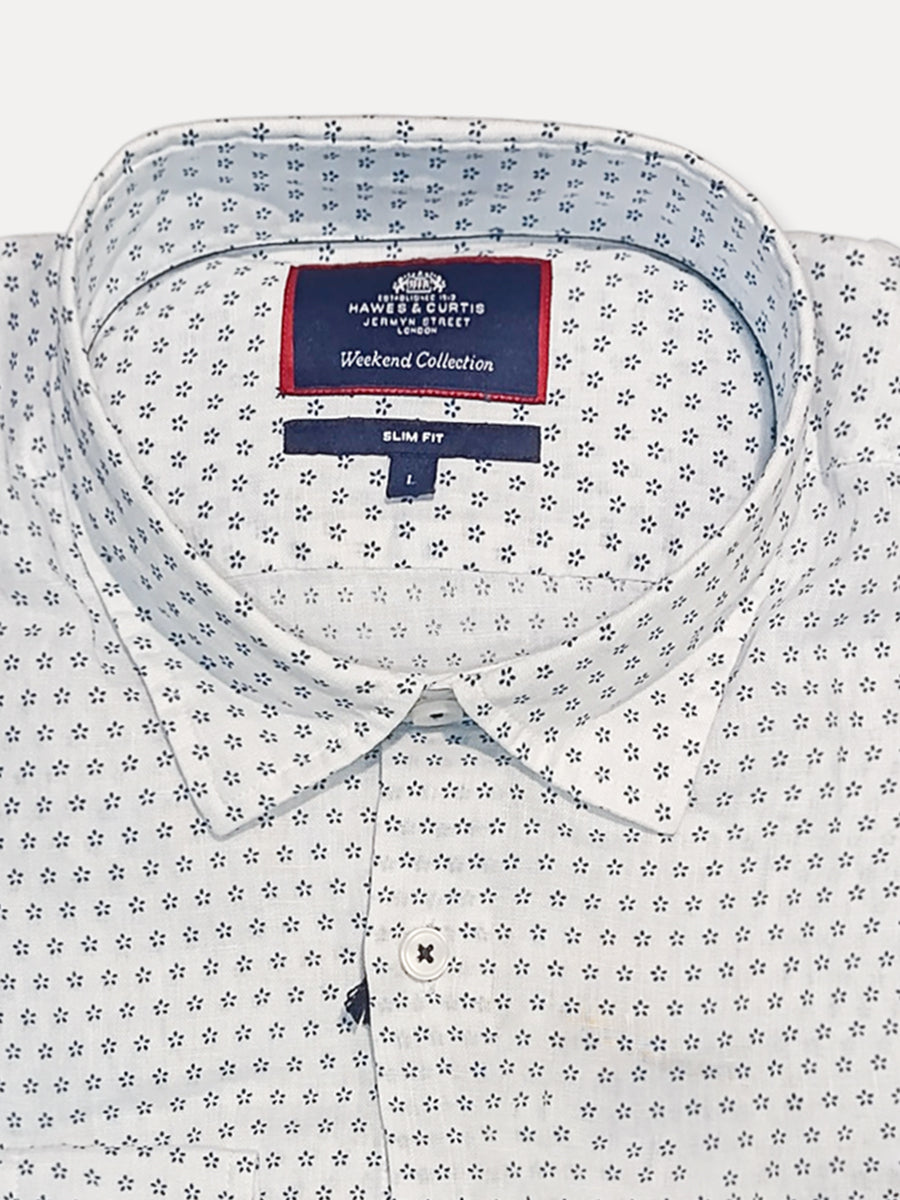H & C Men Printed Linen Casual B-Shirt WEDLV008