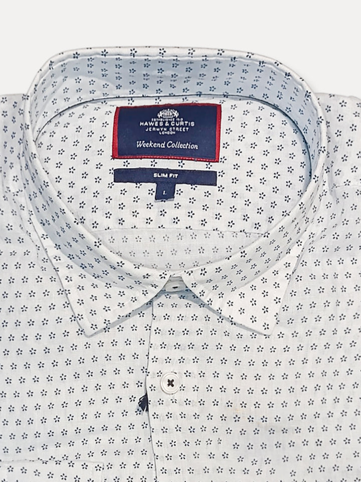 H & C Men Printed Linen Casual B-Shirt WEDLV008