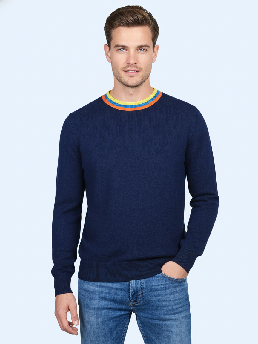 Van Kukil Mens Pure Cahsmere R-Neck F/S Jersey SS21-M012