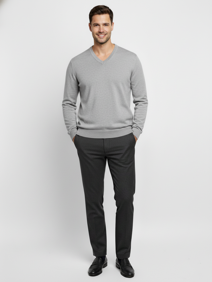 Van Kukil Mens Pure Cahsmere V-Neck F/S Jersey SS21-M003