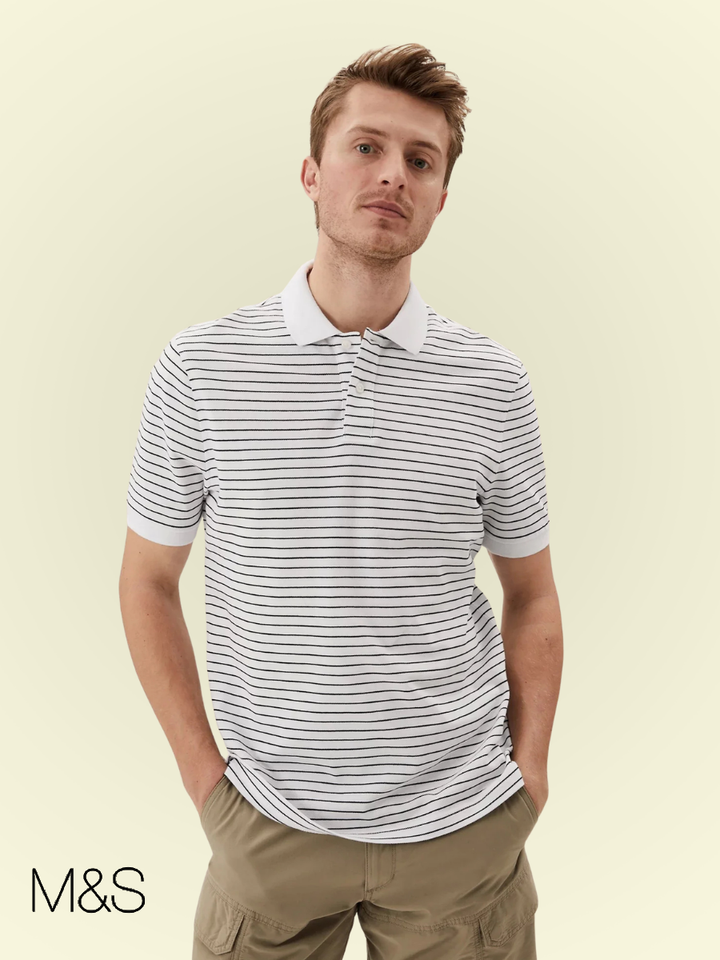 M&S Mens S/S Striper Polo T28/5043M