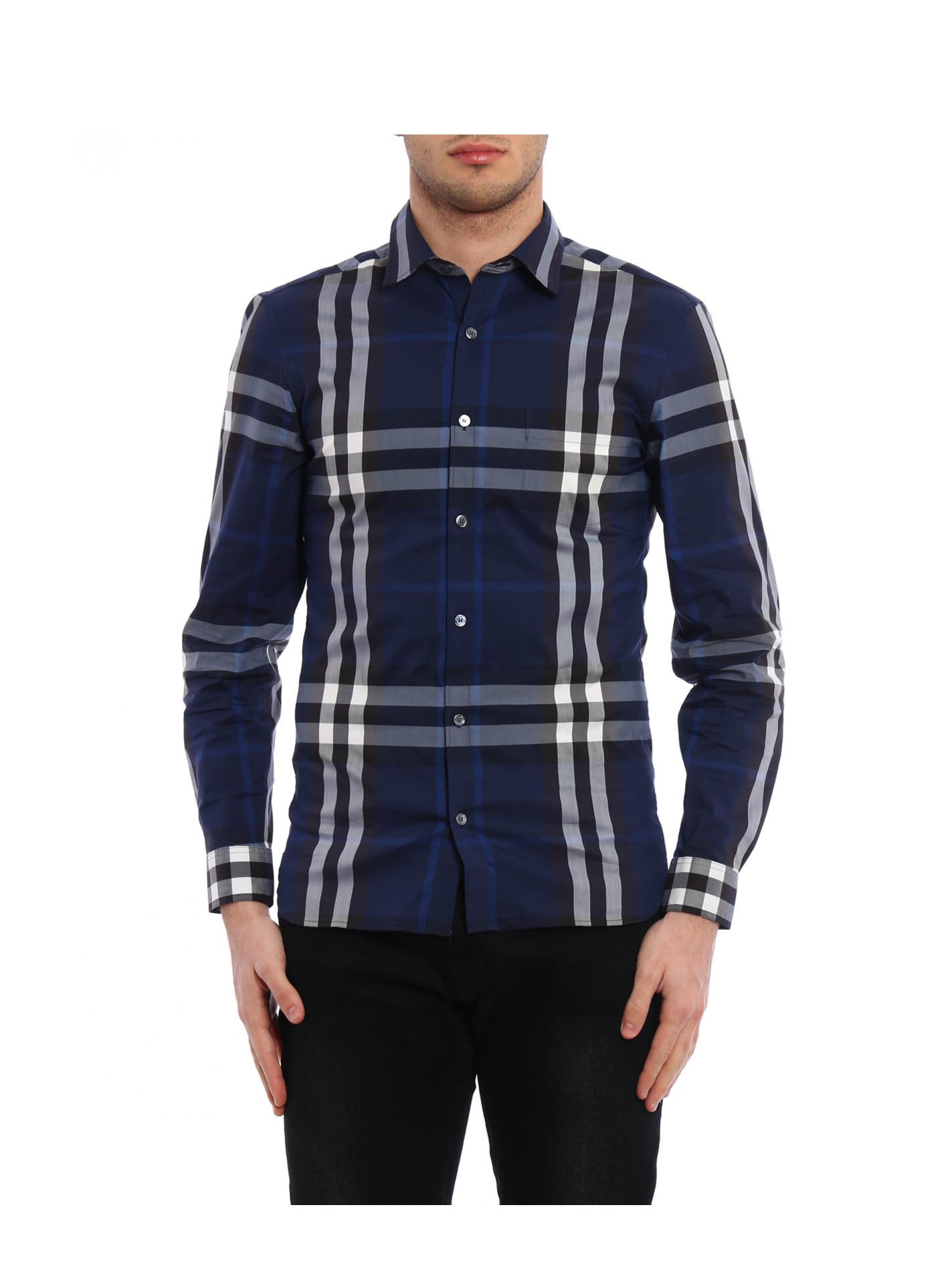 Burberry mens shirt blue best sale