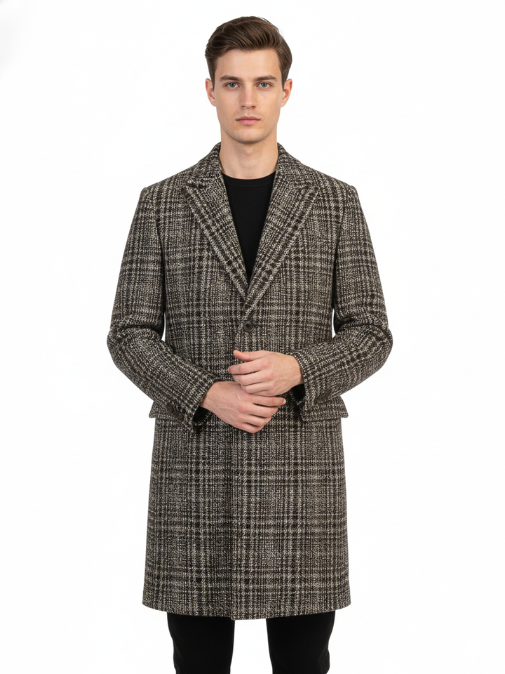 H & C Mens Long Coat 25% Wool28%Poly44%Acr COPWO052