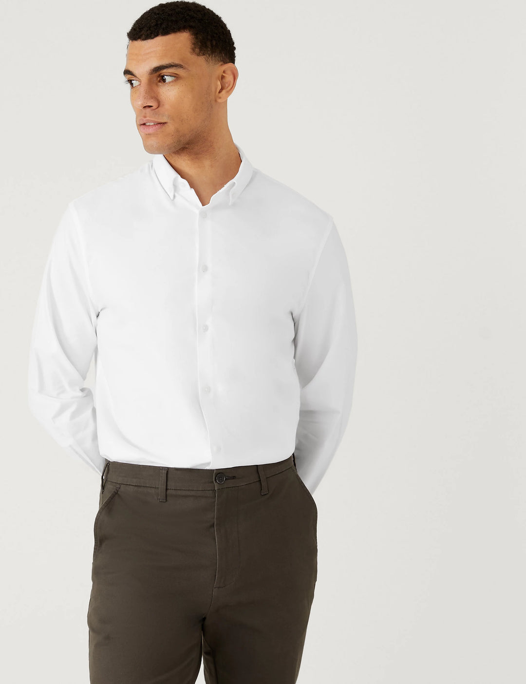 M&S Mens L/S Textured Cotton Casual Shirt T11/0605