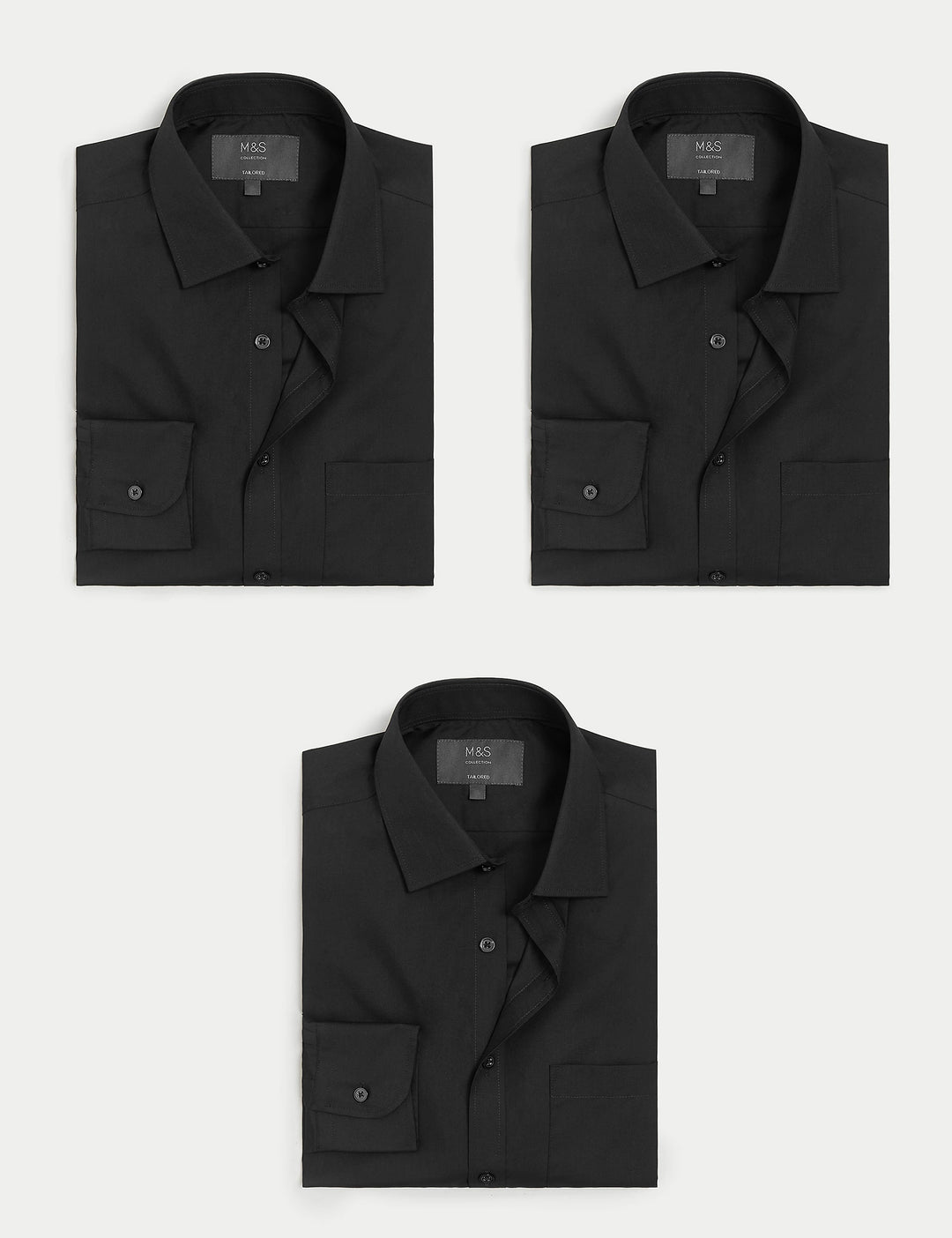M&S Mens L/S ( 65-35% ) Plain Formal Shirt T11/2271T