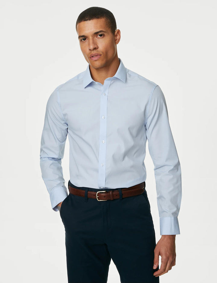 M&S Mens L/S ( 65-35% ) Plain Formal Shirt T11/2429S