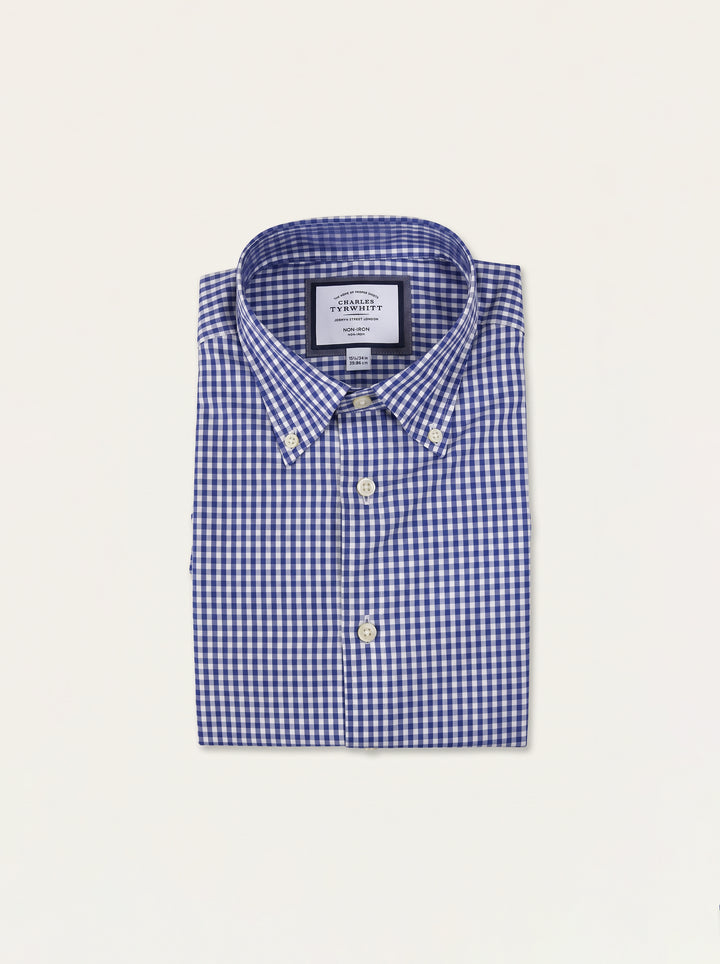Charles Tyrwhitt Men L/S Button Down Check Formal Shirt