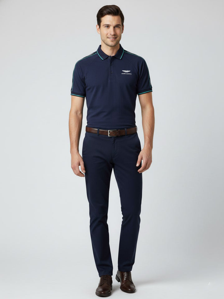 Hackett Mens S/S Aston Martin Tape Shoulder Polo HM563155