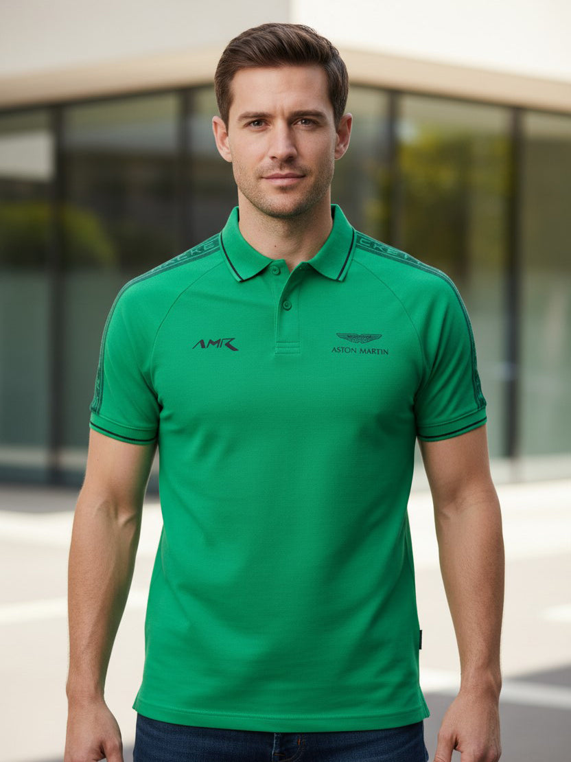 Hackett Mens S/S Aston Martin Tape Shoulder Polo HM563087